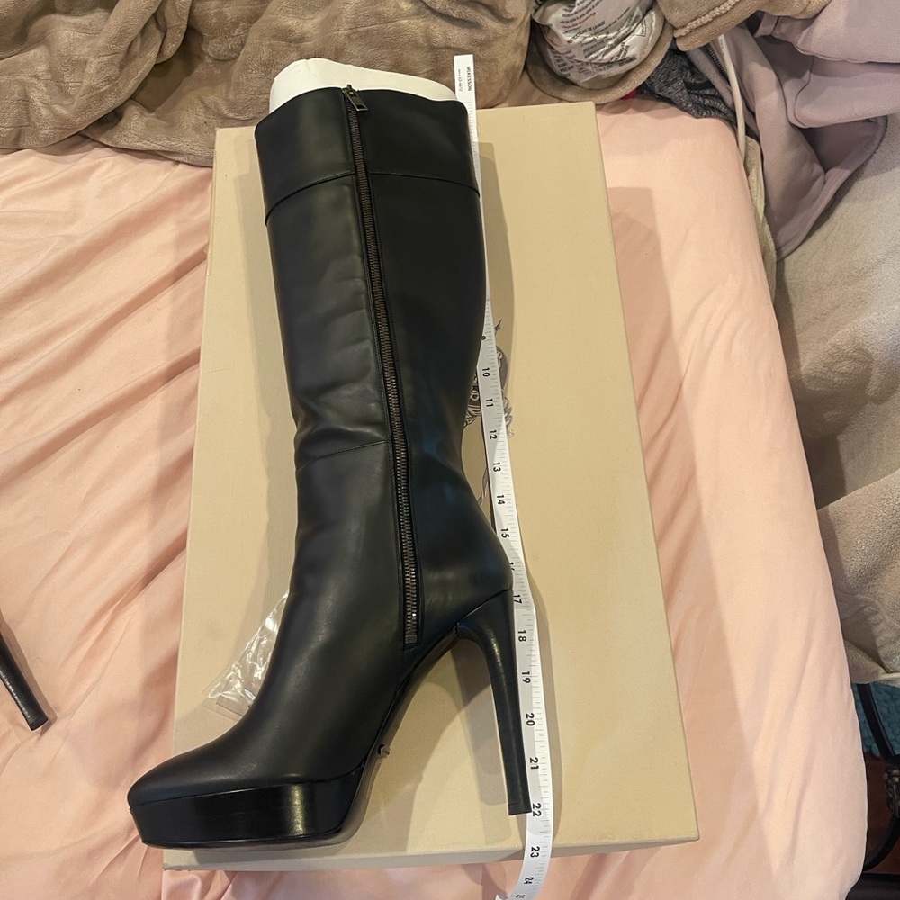 Burberry Black Bridle Leather Platform Boots